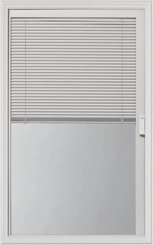 ODL Enclosed Blinds for Doors in Double Pane Tempered Clear Glass - Outer Frame Measurement 24" x 38" - Door Window Shade for Privacy and Security - Easy to Install, Use & Maintain - White Frame Kit